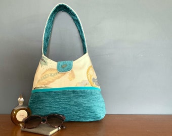 Girly Bag, fabric bag, purse, one off, environmentally friendly, handled bag, ideal gift, recycled fashion