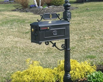Traditional Imperial 311 Cast Aluminum Mailbox and Post Kit with Optional Brass Numbers.  Available 8 Colors.