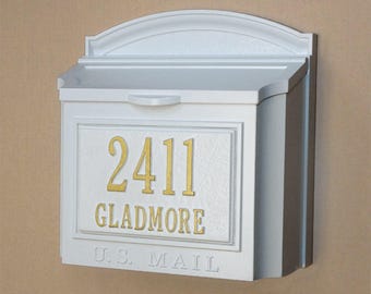Whitehall Wall Mount Mailbox - Cast Aluminum Mail Box - Includes Separate Custom Cast Address Plaque