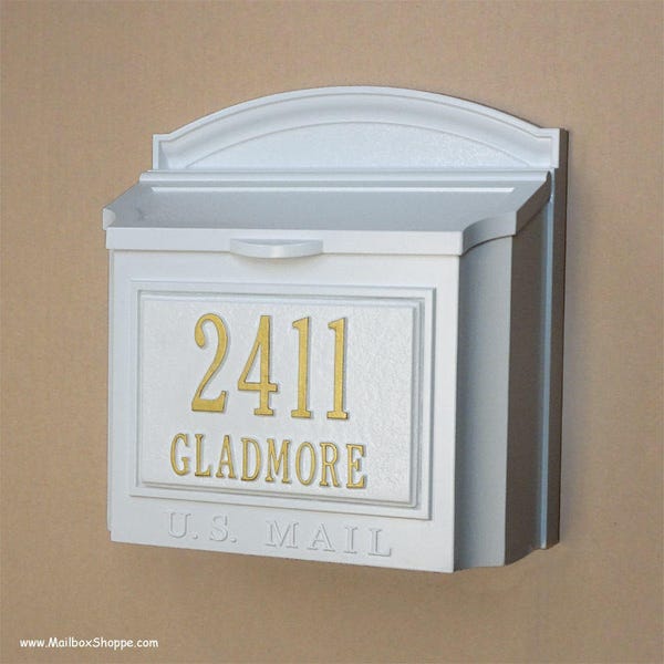 Whitehall Wall Mount Mailbox - Cast Aluminum Mail Box - Includes Separate Custom Cast Address Plaque