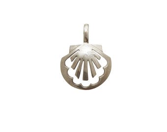 PENDENTIF OR GRIS 750/1000 coquille Saint-Jacques-de-Compostelle. Bijou contemporain, design minimaliste.