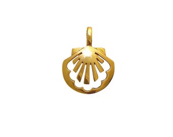 GOLD PENDANT 750/1000 Scallop shell - concha - Contemporary jewel, minimalist design.