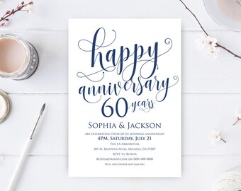 60th anniversary invitations etsy