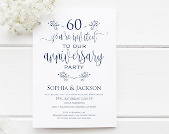 60th anniversary invitation surprise anniversary party etsy