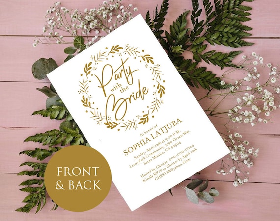 gold bachelorette party invitation itinerary printable etsy