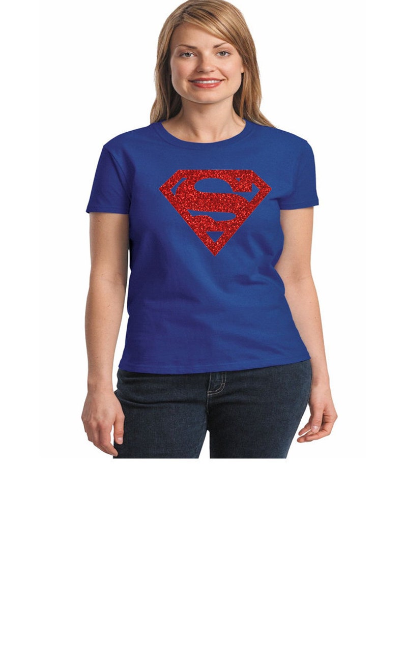 Toddler T shirt superhero Shirts Adult Disney T shirt Youth Tshirt Supergirl Shirts Supergirl Glitter