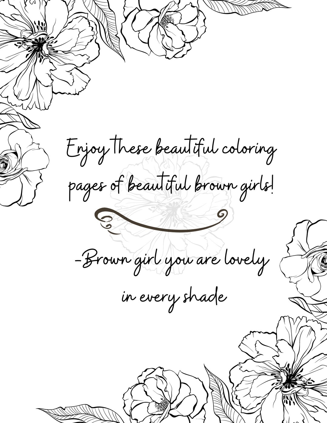 31 Adult Brown Girl Coloring Pages and Quotes - Etsy