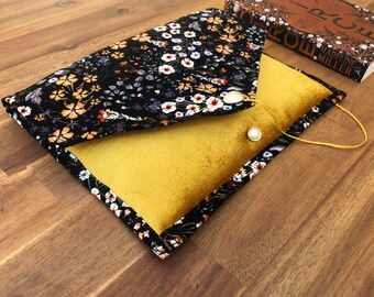 Floral Corduroy and Gold Velvet Booksleeve