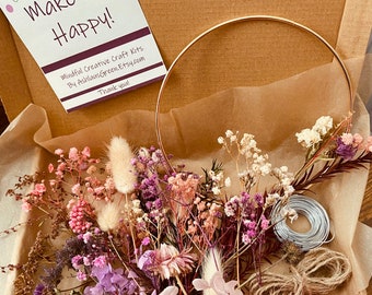 Dried Flower Wreath Kit/Make it happy!/Real Dried Flowers/Mindful/Everlasting /Make it Yourself/Crafting/Wirecraft/