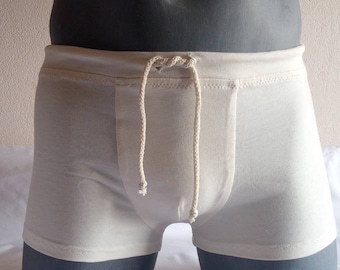 Męskie bokserki z bawełny organicznej, ściągacz w pasie, hipoalergiczne, wykonane wyłącznie z bawełny, oddychające, bez barwników, bez wybielaczy, bez elastanu