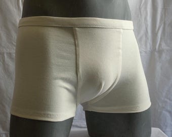Boxer da uomo in cotone biologico, fatti a mano, ipoallergenici, realizzati interamente in cotone, traspiranti, senza coloranti, senza candeggina e senza elastan