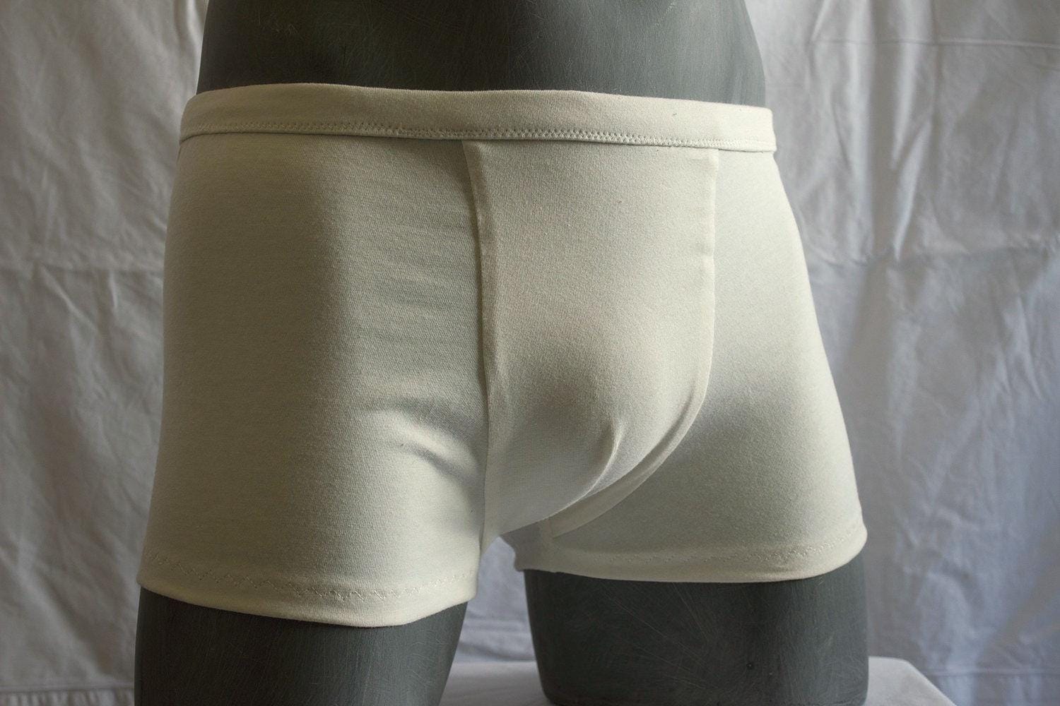 Organic undyed boxer briefs, 100% cotton, unbleached, elastane-free