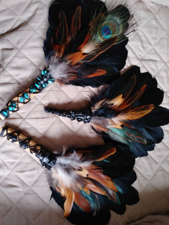 Beautiful Goose with Rooster Smudge feathers Peacock Smudge wands Smudging feathers Cleansing wand clearing space smudging tools