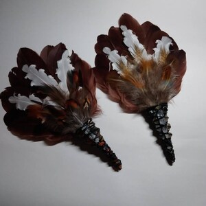 Dainty but powerful Brown with Curly Goose Smudge feather wand, smudge feathers, cleansing wand, Smudge fan, smudging wand, sage