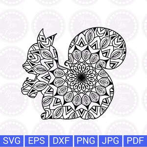 Eichhörnchen Mandala svg Mandala Tiersvg Mandala svg Zentangle - Etsy.de