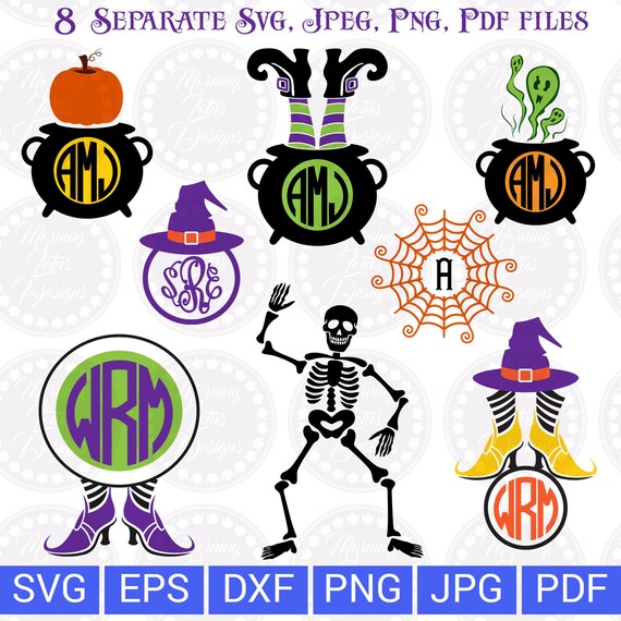 Halloween Svg Halloween Monogram Svg Monogram Svg Witch Hat Etsy