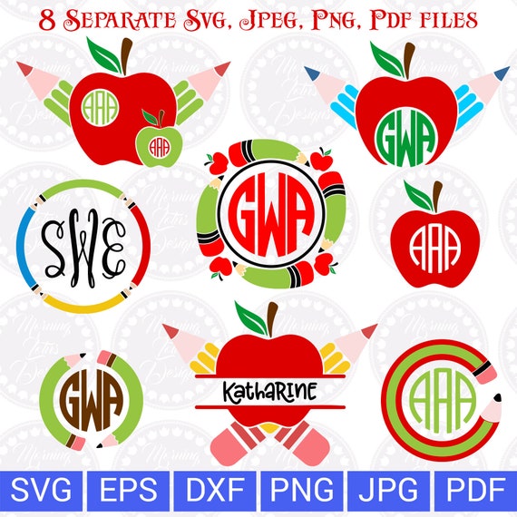 Download Monogram Svg Back To School Teacher Svg Monogram Apple Svg Etsy
