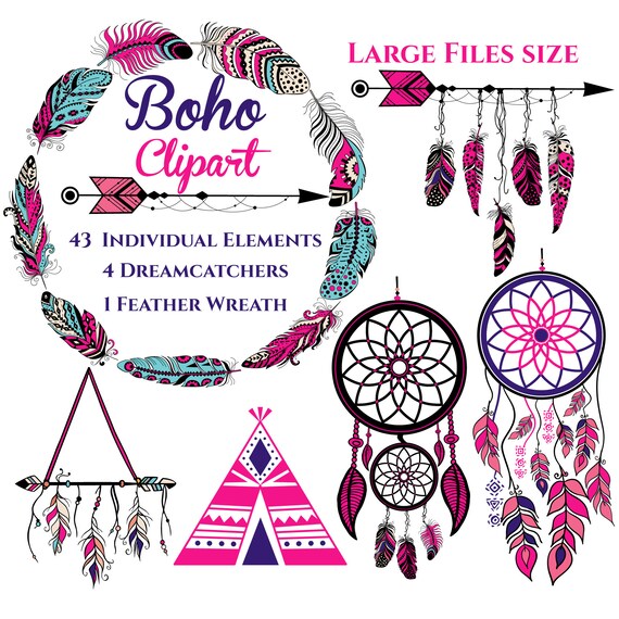 Download Boho clipart Boho dreamcatcher boho feathers clipart ...