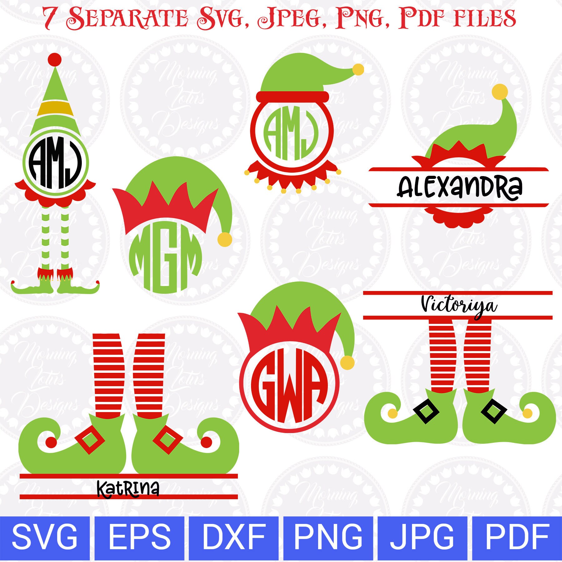 Download Elf Christmas Monogram Frame Svg