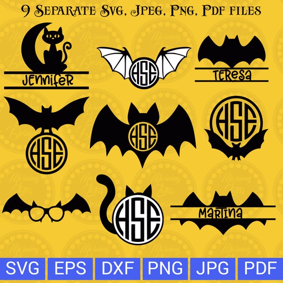 Download Halloween Bat Monogram Frame Svg