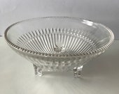 Vintage Three Footed Clear Cut Glass Candy Dish