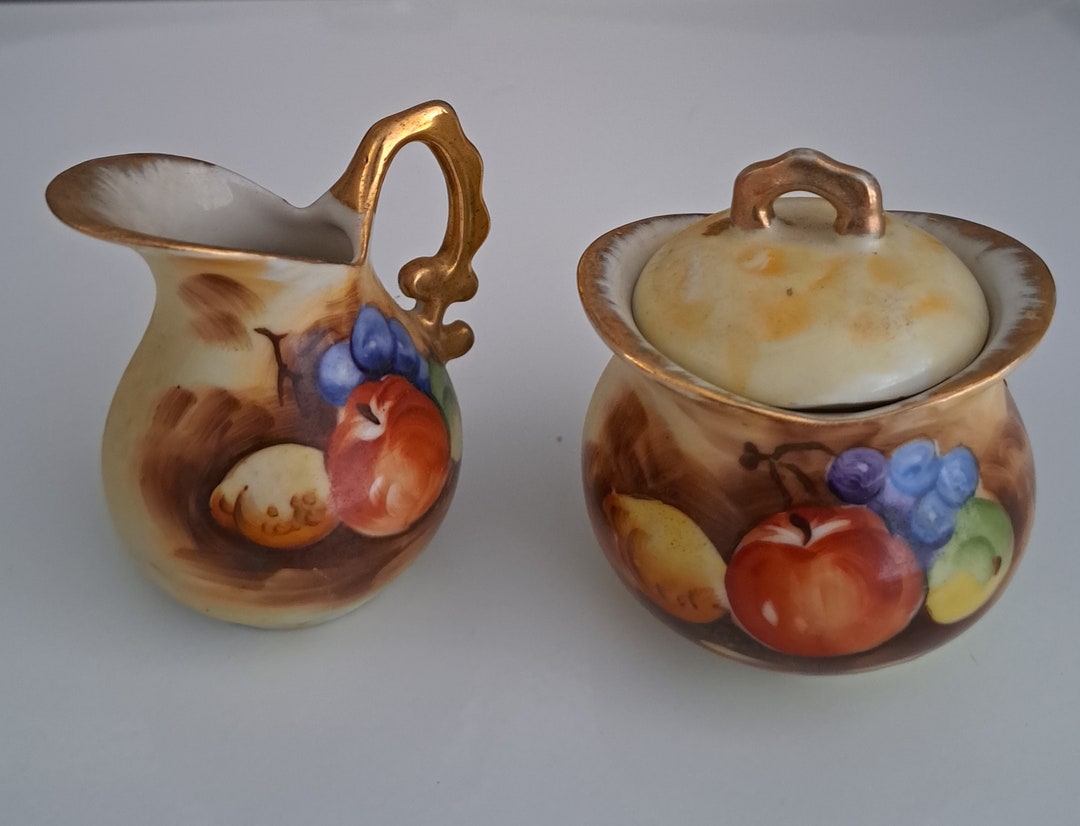 Vintage Enesco Japan Minature Cream and Sugar Bowl Etsy
