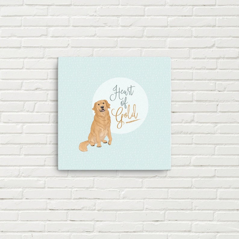 titled Heart of Gold Golden retriever canvas art print for dog lovers