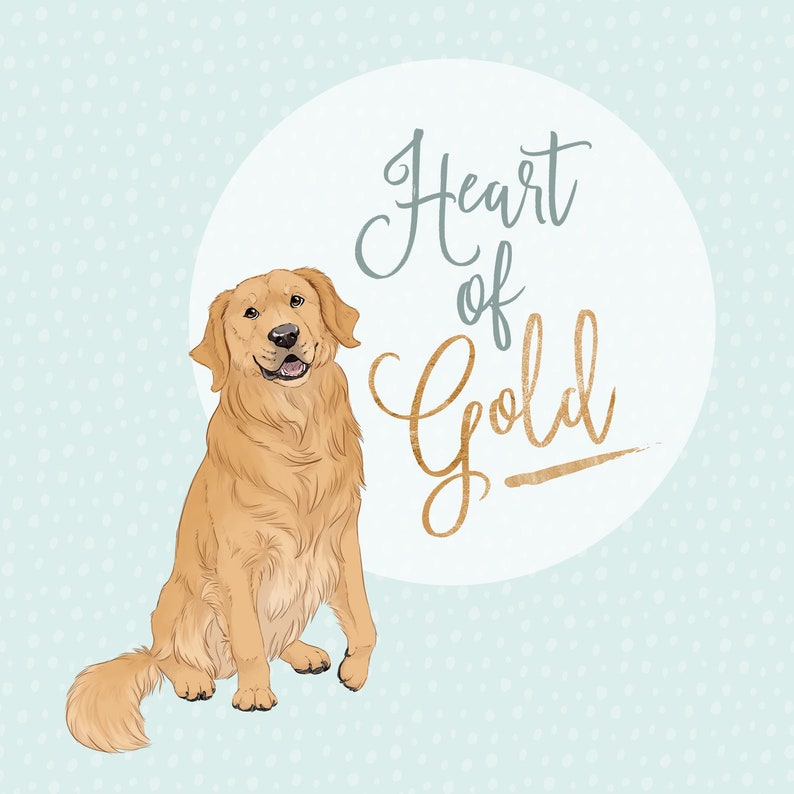 titled Heart of Gold Golden retriever canvas art print for dog lovers