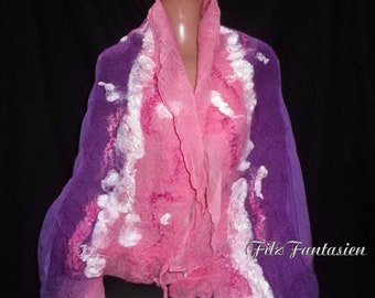 Nuno felt scarf, felted stole with silk, felt scarf