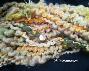 Art Yarn handgesponnen, Effektgarn, Wolle mit Seide, Webgarn, Strickgarn