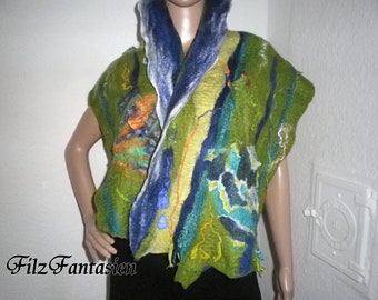 Nunofelt scarf, felted scarf, stole, shawl