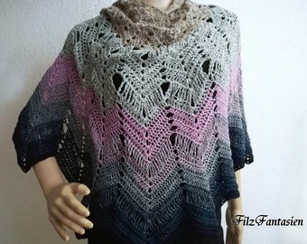 Crocheted stole, shawl, triangular scarf, crochet scarf