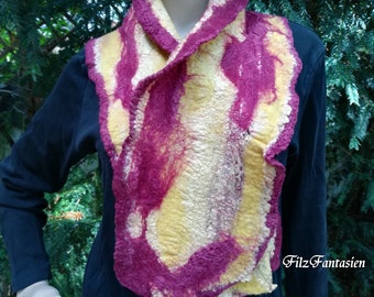 Felt scarf, felted scarf in merino wool and silk, women's scarf