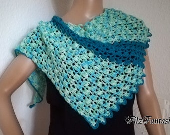 Crocheted triangular scarf, scarf, crochet scarf, women's scarf hole pattern, wool scarf