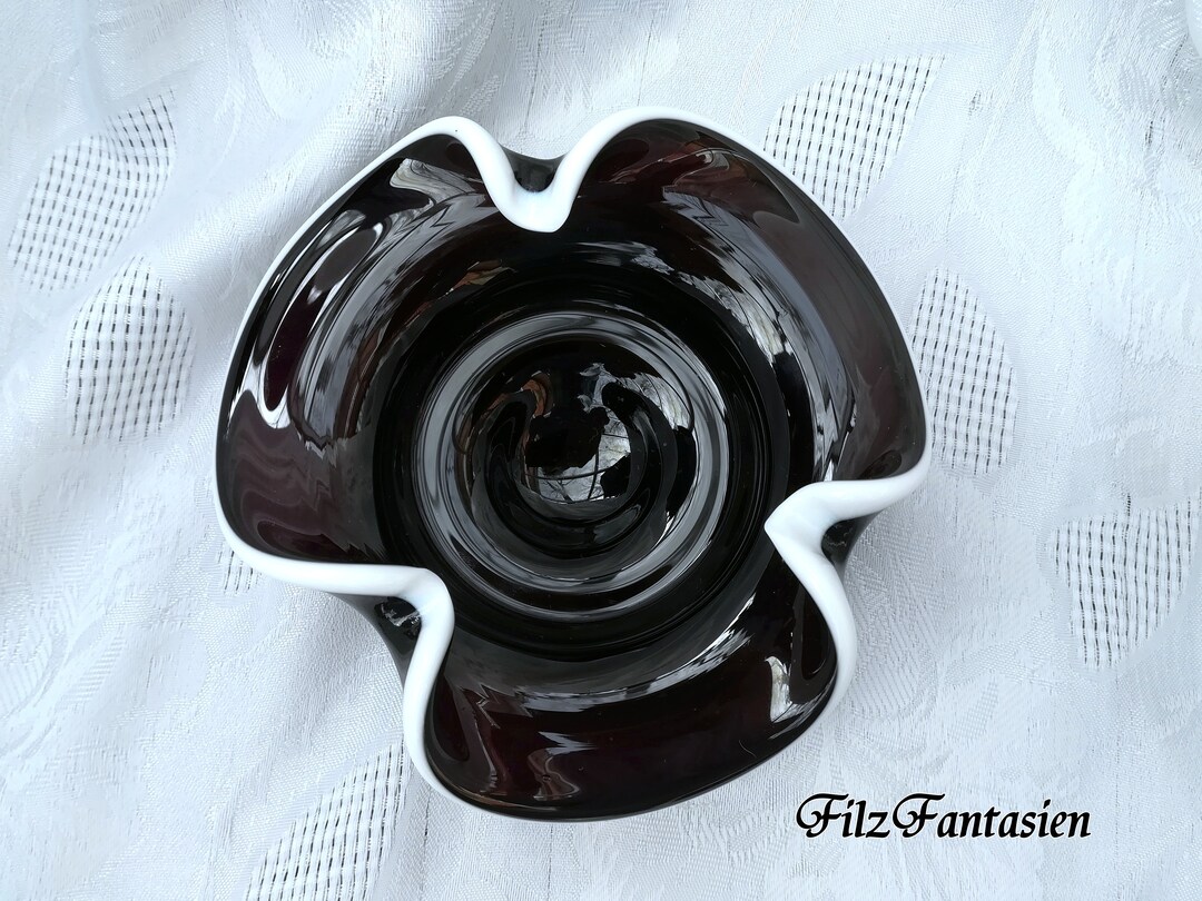 Handmade Vintage Glass Ashtray, Makora Krosno Glass Poland, Ashtray