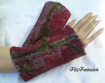 Felted cuffs, felt cuffs with silk, arm warmers, fingerless gloves