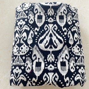 Black And White Ikkat Print Fabric, Soft Fabric, Sustainable Fashion, 100% Cotton, Sewing Fabric, Dress Material By Yard