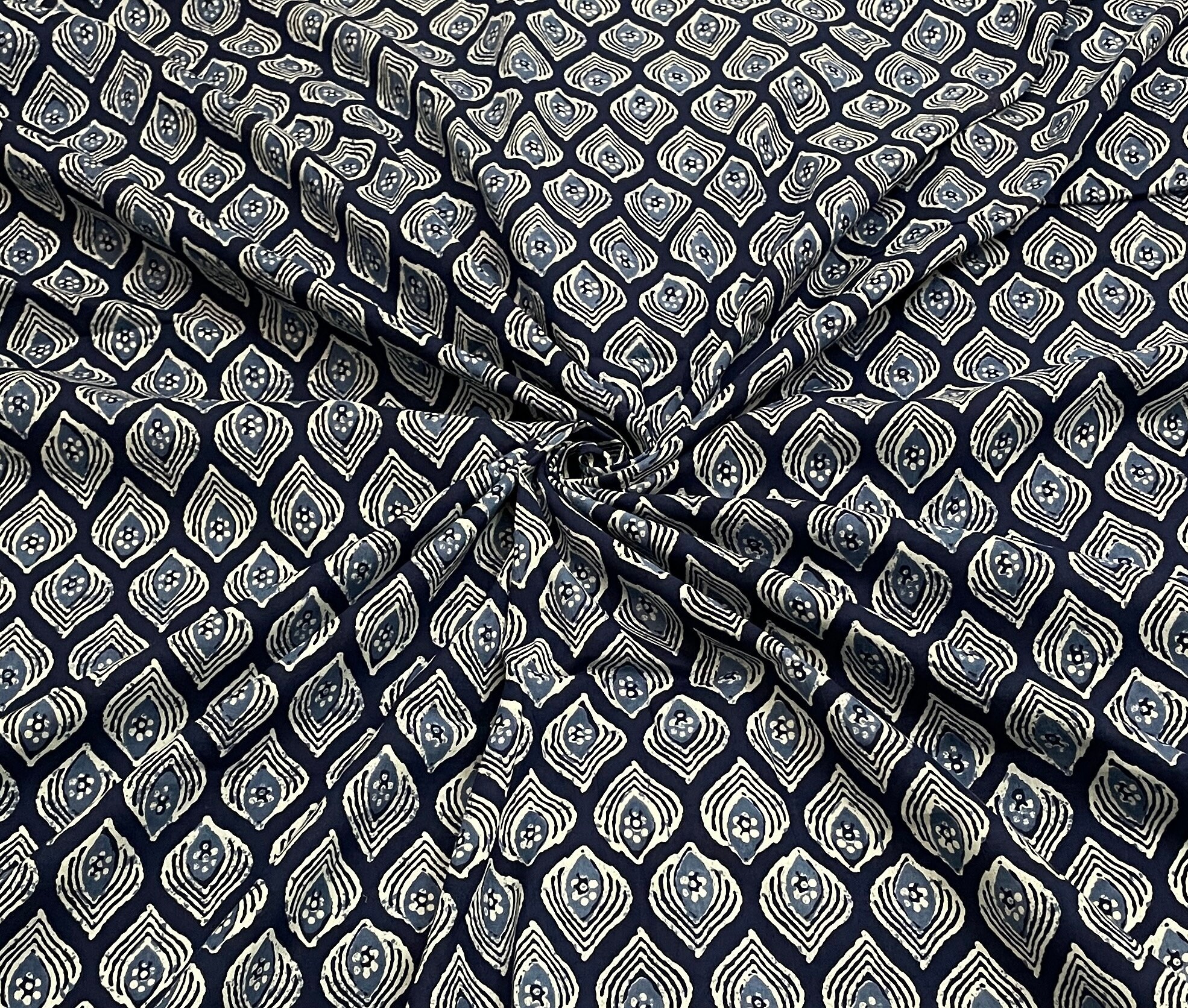 indigo cotton dress material Indigo Blue Floral Block Printed Cotton Fabric Dress Material