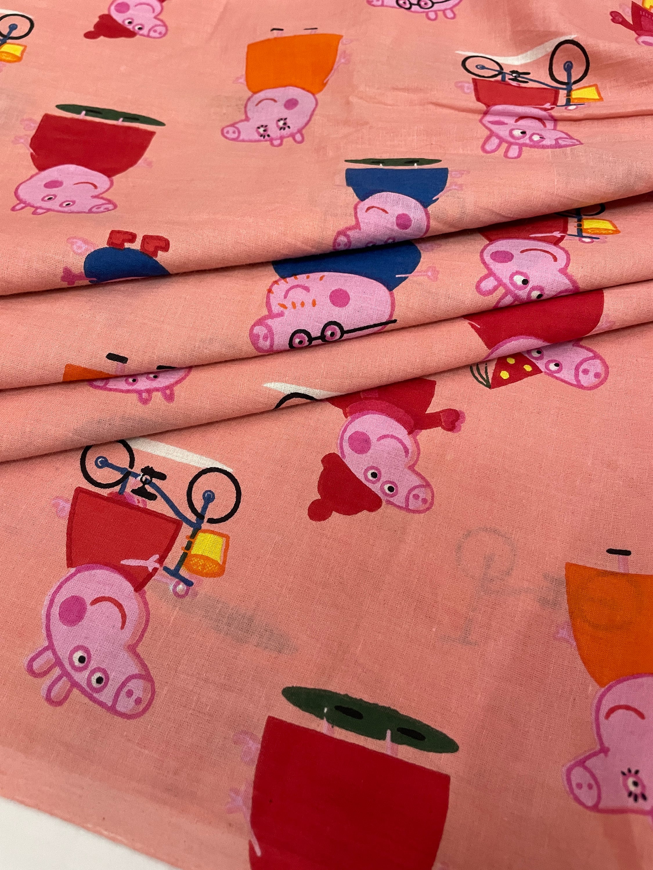 Peppa Pig Print, Quirky Fabric,soft and Sewing Fabric, Sustainable