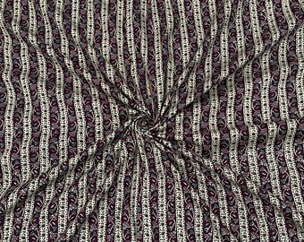 Purple Border Print Fabric, Sewing Fabric, Sustainable Fashion, 100% Cotton, Dress Material By Yard
