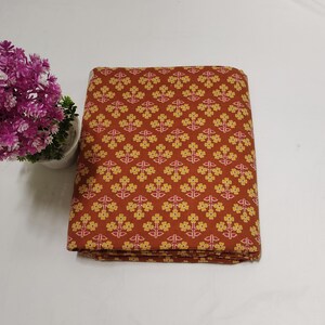 Yellow Floral Print Fabric , Soft Cotton, Sustainable Fashion, 100% Cotton, Sewing Fabric, Dress Material By Yard