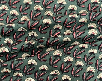 Mashroom  Print Fabric, Soft Fabric, Sustainable Fashion, 100% Cotton, Sewing Fabric, Dress Material By Yard