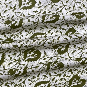 Green Motifs Print Fabric, Soft Fabric, Sustainable Fashion, 100% Cotton, Sewing Fabric, Dress Material By Yard