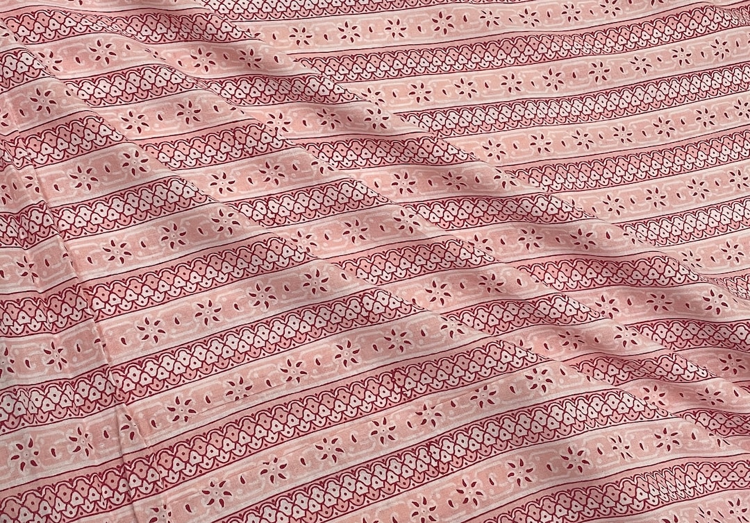 Pink Mughal Floral Border Print, Soft Fabric, Sustainable Fashion, 100