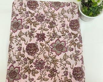 Baby Pink Floral Print Fabric, Sustainable Fashion, 100% Cotton, Sewing Fabric, Dress Material By Yard