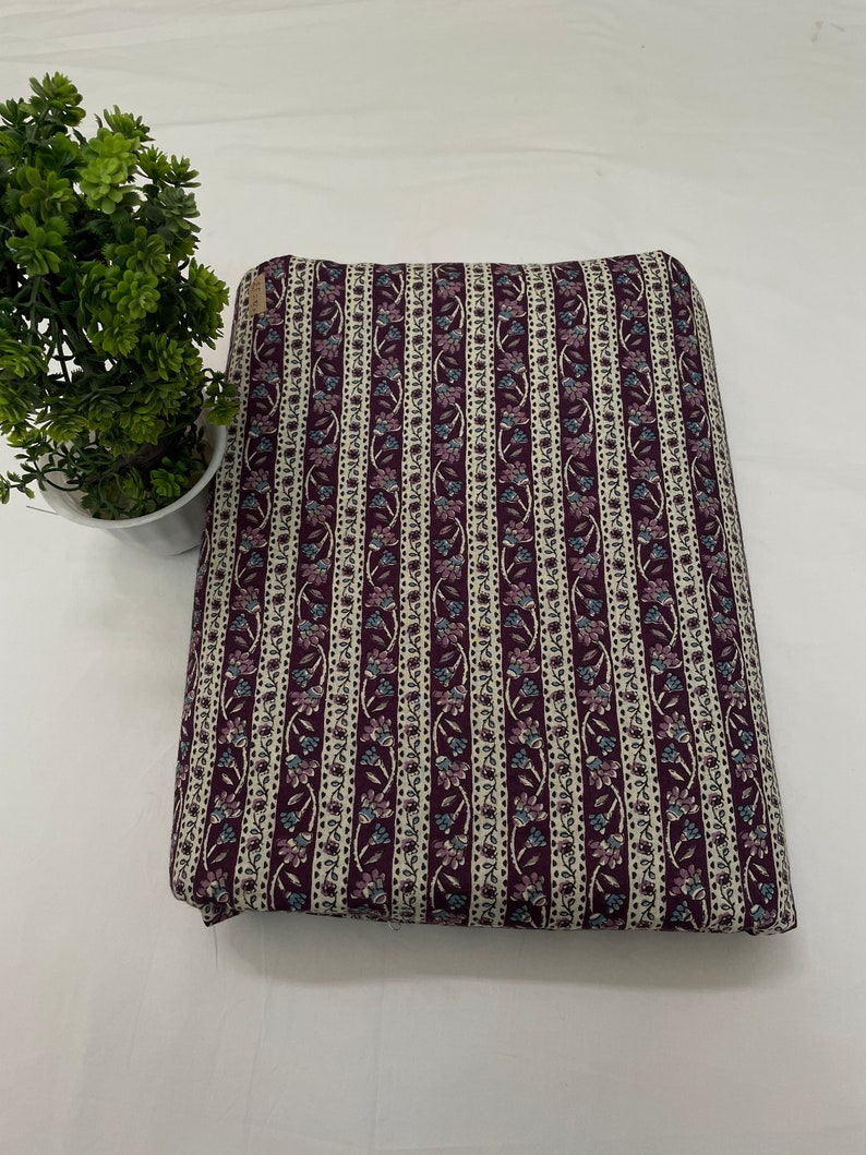 Purple Border Print Fabric, Sewing Fabric, Sustainable Fashion, 100