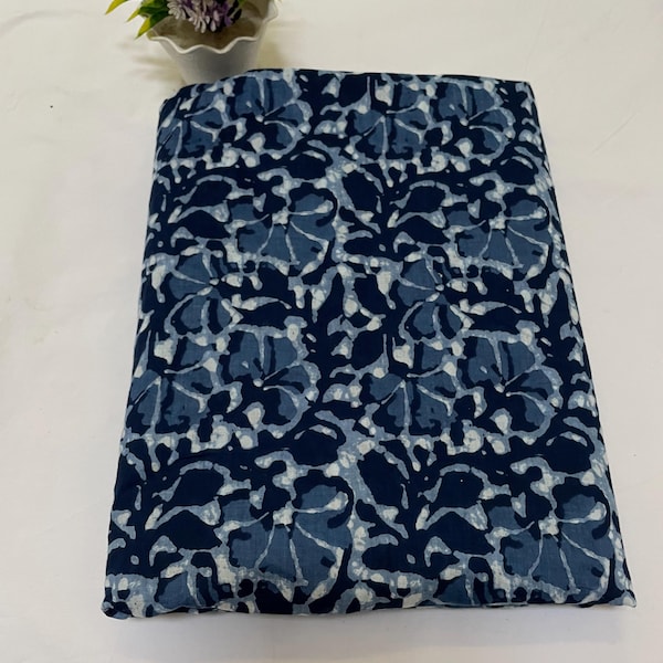 Blue And White Indigo Print Fabric , Soft Fabric, Sustainable Fashion, 100% Cotton, Sewing Fabric, Dress Material By Yard