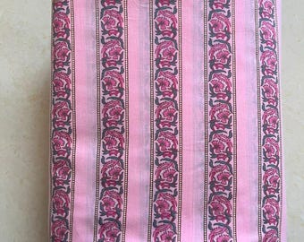 Pink And Gray Border Print Fabric, Sustainable Fashion, 100% Cotton, Sewing Fabric, Dress Material By Yard