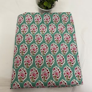 Hand Stamp Print Fabric, Soft Fabric, Sustainable Fashion, 100% Cotton, Sewing Fabric, Dress Material By Yard