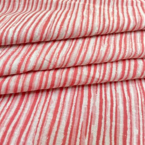 Pink Striped Print, Soft Fabric, Sustainable Fashion, 100% Cotton, Sewing Fabric, Dress Material By Yard